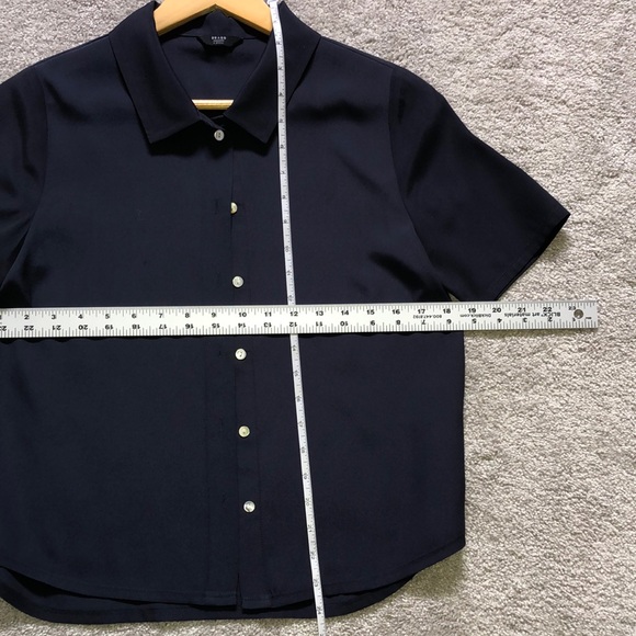 BRASS brand Navy Silk s/s Button Down Shirt with Relaxed Fit - Picture 2 of 3